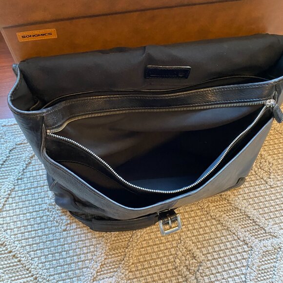 Vintage Timberland Heavy Duty Black Leather Briefcase Messenger Bag - Picture 6 of 13